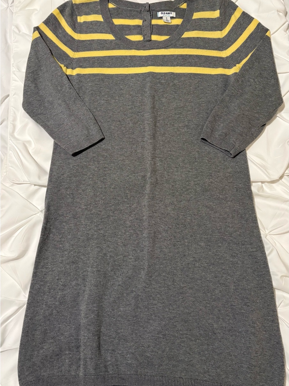 Old Navy Grey & Yellow Sweater Dress w 3/4 Sleeves, Women’s Size Medium